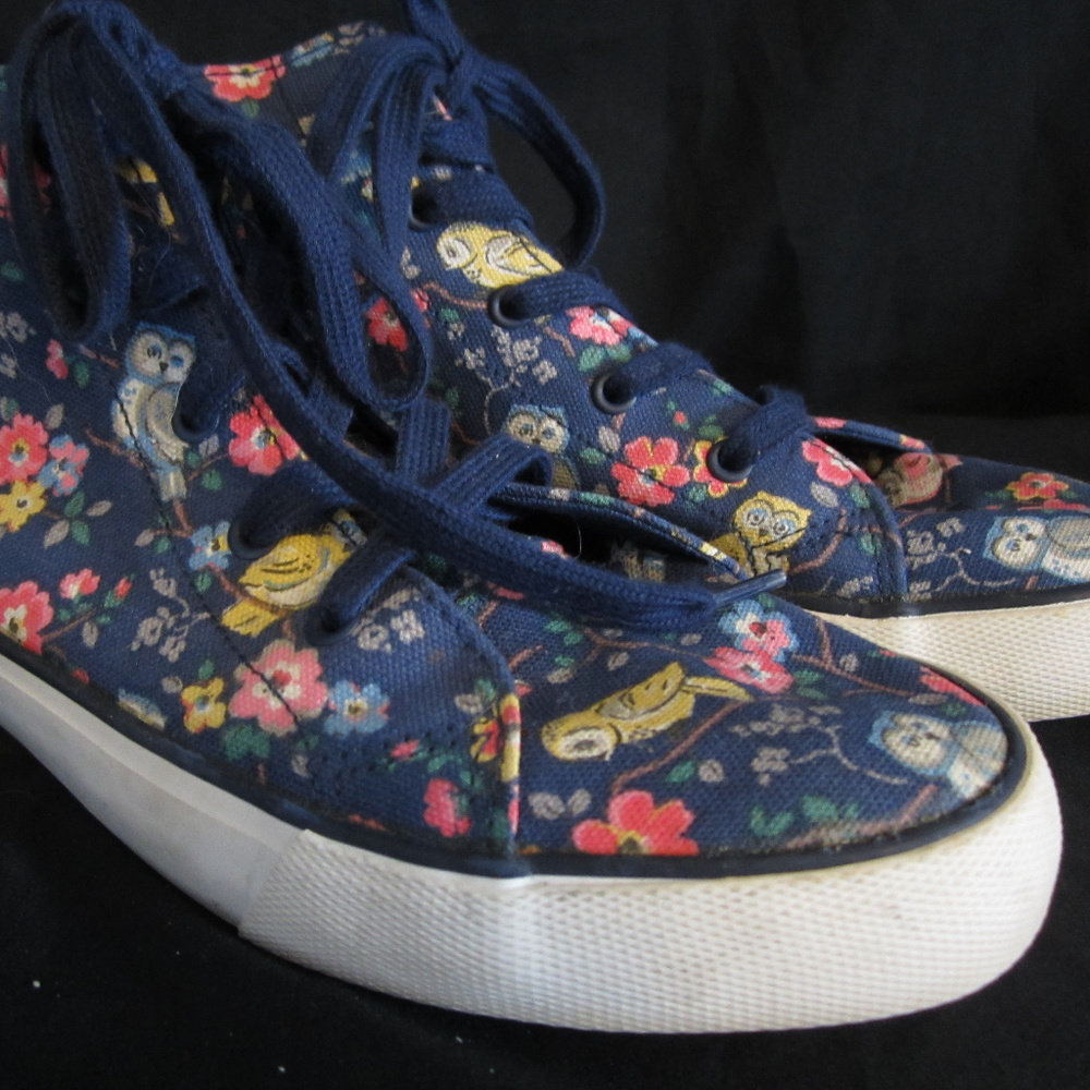 Cath Kidston Navy Owl Floral Hightop Tennis Shoes